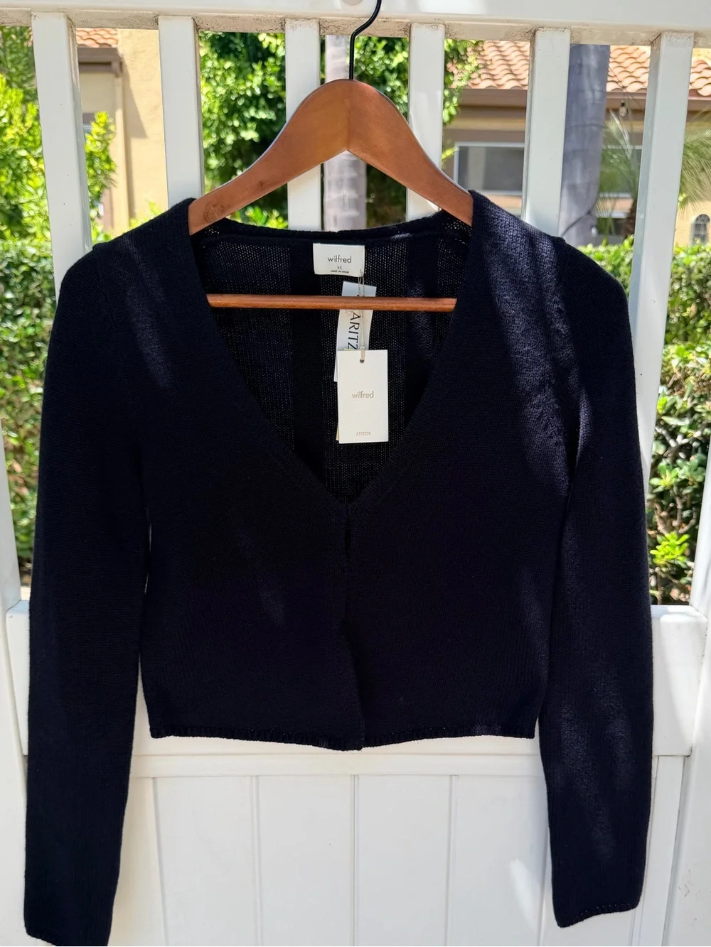 ARITZIA Wilfred Basque Cardigan XS Content: 55% wool, 45% cotton navy